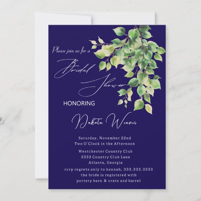 Convite Chá de panela de Folhas de Jardim Selvagem (Frente)