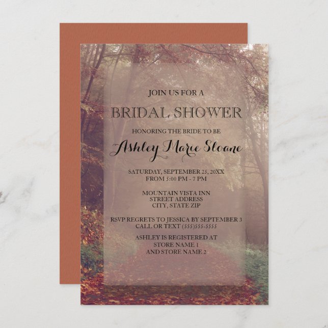 Convite Chá de panela de Folhas de outono (Frente/Verso)