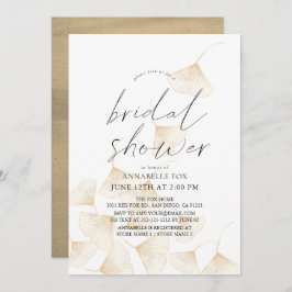 Convite Chá de panela de folhas Douradas de Ginkgo