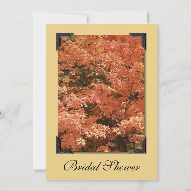 Convite Chá de panela de Folhas Laranja de Folha (Frente)