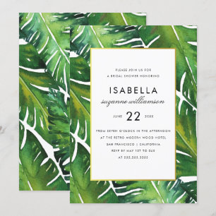 Convite Chá de panela de Folhas Tropicais Verdes Modernas