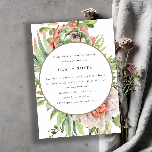 Convite Chá de panela DE FOLIAGEM DE CACTI SUCCULENTE PARA (Criador carregado)