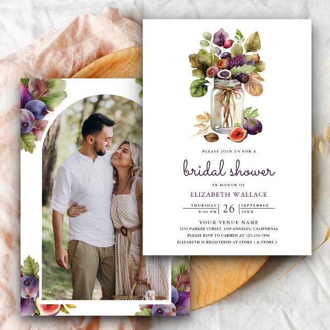 Convite Chá de panela de Foto Roxo Fig Mason Jar (Criador carregado)
