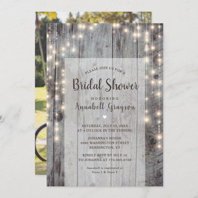 Convite Chá de panela de Fotografia da Madeira da Luz Russ (Frente/Verso)