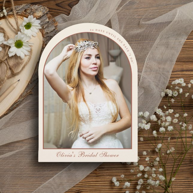 Convite Chá de panela de Fotografia do Arch Terracotta Min (Criador carregado)