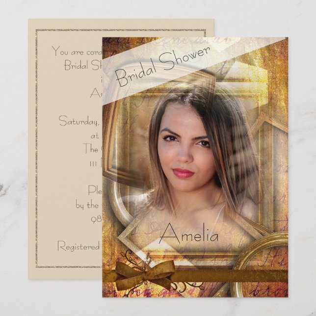 Convite Chá de panela de Fotografia do Chique Elegante (Frente/Verso)