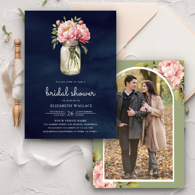 Convite Chá de panela de Fotografia do Marinho Mason Jar F (Criador carregado)