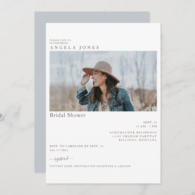 Convite Chá de panela de Fotografia Moderno Azul e Delicio (Frente/Verso)