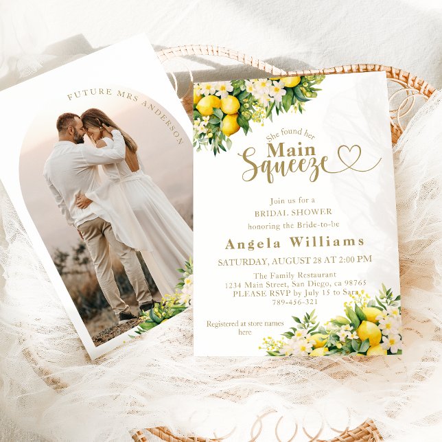Convite Chá de panela de Fotografia Moderno de Verão Lemon (Criador carregado)