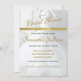 Convite Chá de panela de Fotografias com Destaque Dourado