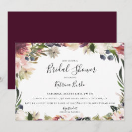 Convite Chá de panela de Frame Floral de Blush Plum