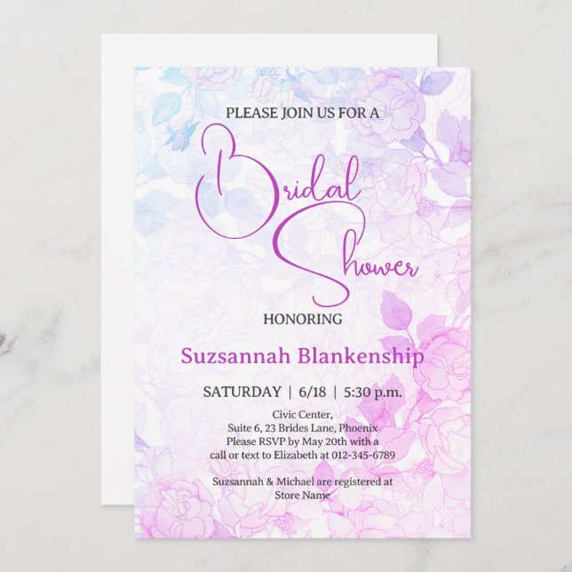 Convite Chá de panela de fundo flexível do Pastel (Frente/Verso)