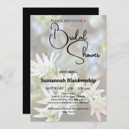 Convite Chá de panela de Fundo Floral Suculto Branco