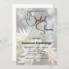 Convite Chá de panela de Fundo Floral Suculto Branco