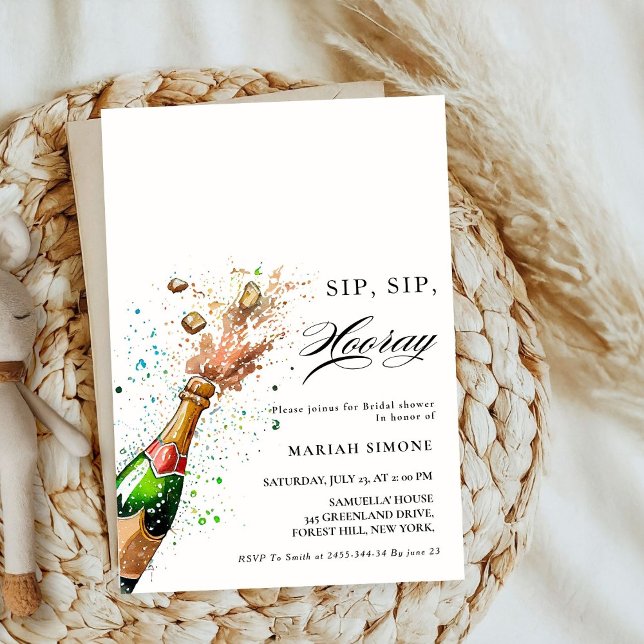 Convite Chá de panela de Garrafa de Champanhe Cor-de-Rosa  (Criador carregado)