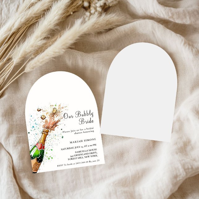 Convite Chá de panela de Garrafa de Champanhe Cor-de-Rosa  (Criador carregado)