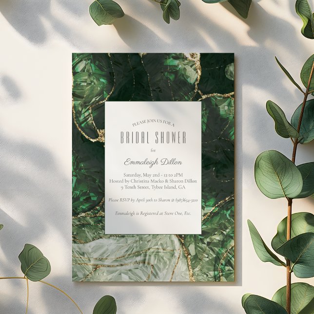 Convite Chá de panela de Gemstone Verde Azul Escuro (Criador carregado)