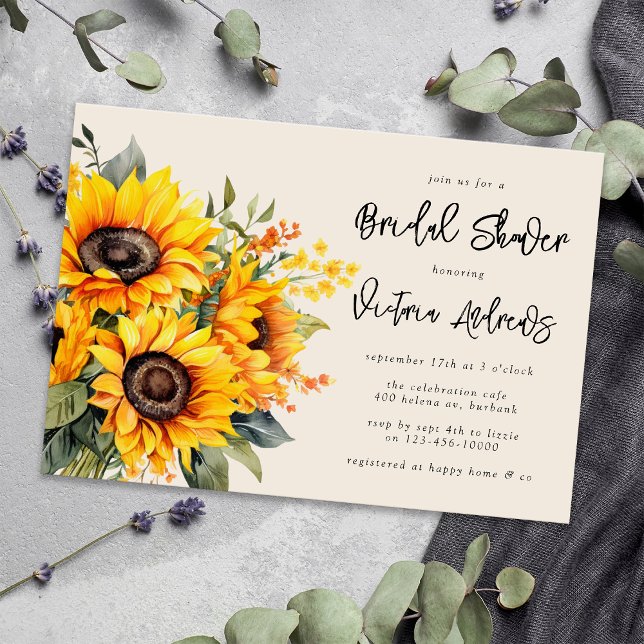 Convite Chá de panela de girassol russo (Invite guests to a rustic aesthetic bridal shower with this gorgeous sunflower invitation template)