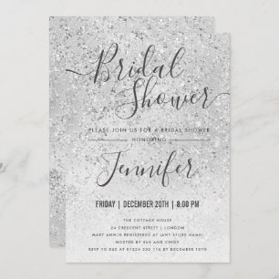 Convite Chá de panela de Glitter de Prata