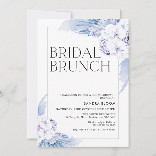 Convite Chá de panela de Grama de Boho Azul Quente (Frente)