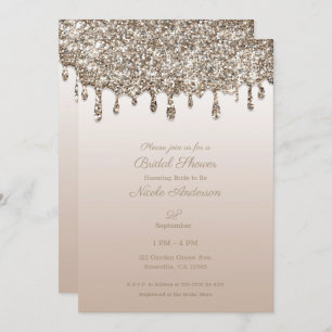 Convite Chá de panela De Grelha Com Glitter Dourado De Cha