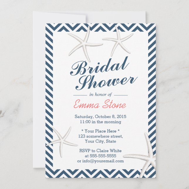 Convite Chá de panela de Grelhas de Estrelas Náuticas (Frente)