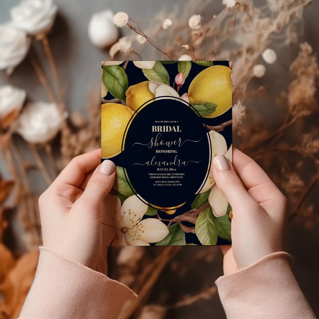 Convite Chá de panela de guião azul-limão italiano (Criador carregado)