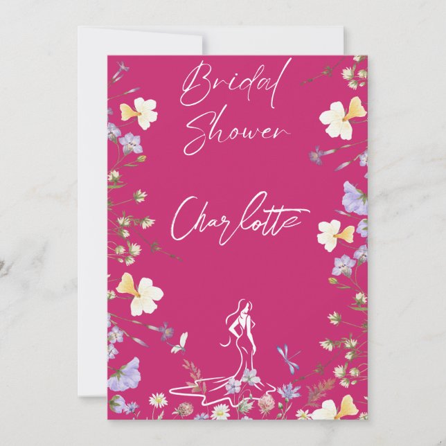 Convite Chá de panela de guião de flores silvestres, arroj (Frente)