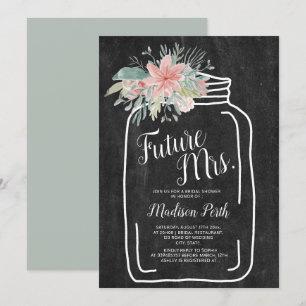 Convite Chá de panela de guião de jarro floral de giz de g