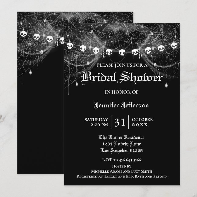 Convite Chá de panela de Halloween Gótico (Frente/Verso)