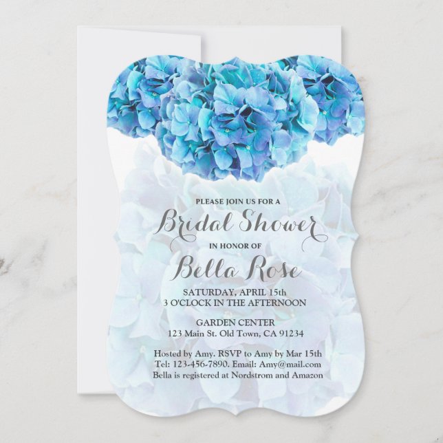 Convite Chá de panela de hydrangea azul convida hydrangea3 (Frente)