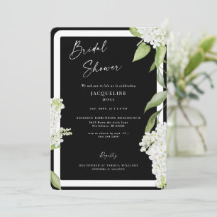 Convite Chá de panela de Hydrangea Preta Elegante