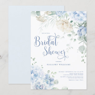 Convite Chá de panela de Hydrangeas Azul e Branco