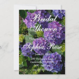Convite Chá de panela de hydrangeas azul-púrpura