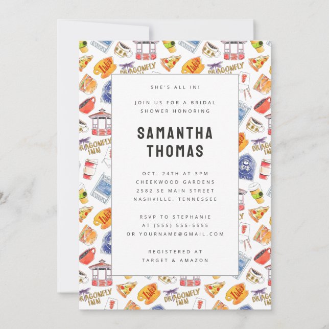 Convite Chá de panela de Ícones de Aquarela de Gilmore Gir (Frente)