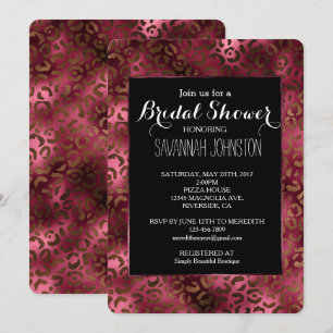 Convite chá de panela de Impressão Leopard do Glam Brown