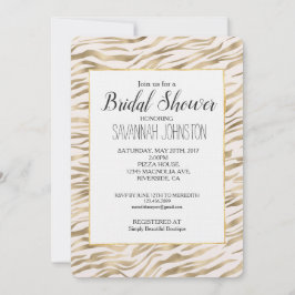 Convite Chá de panela de Impressão Zebra Dourada