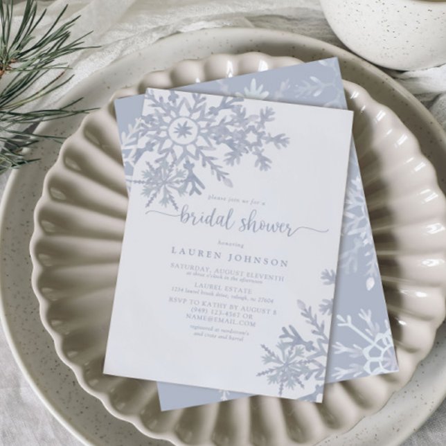 Convite Chá de panela de inverno com Floco de Neve Azul Mo (Easily personalize this snowflake bridal shower invite with your deets for an amazing winter shower
)