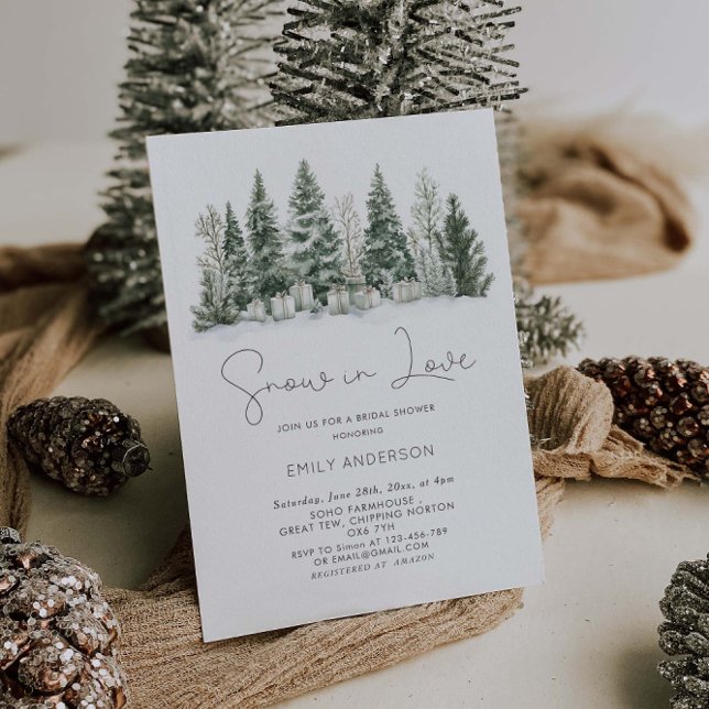 Convite Chá de panela De Inverno Com Neve Apaixonada (Criador carregado)