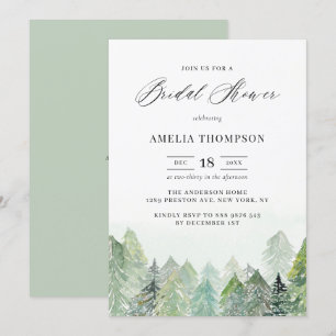 Convite Chá de panela de inverno da Watercolor Snowy Wood