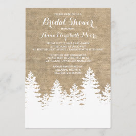 Convite Chá de panela de inverno Rustic Burlap Pine Trees