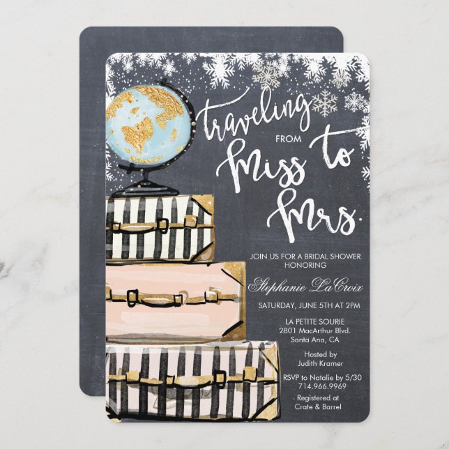 Convite Chá de panela De Inverno viagem (Frente/Verso)