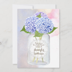Convite Chá de panela de Jar Mason Mason Hydrangea Blue