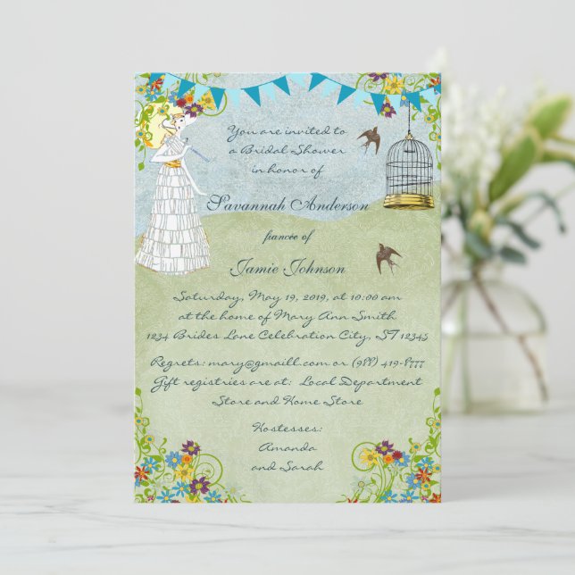 Convite Chá de panela de Jardim de Guarda-chuvas Sun (Em pé/Frente)