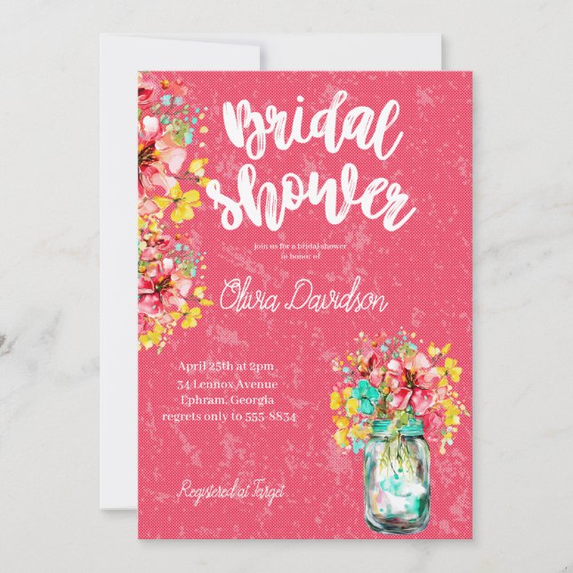 Convite Chá de panela de Jardim de Portas Petal (Frente)