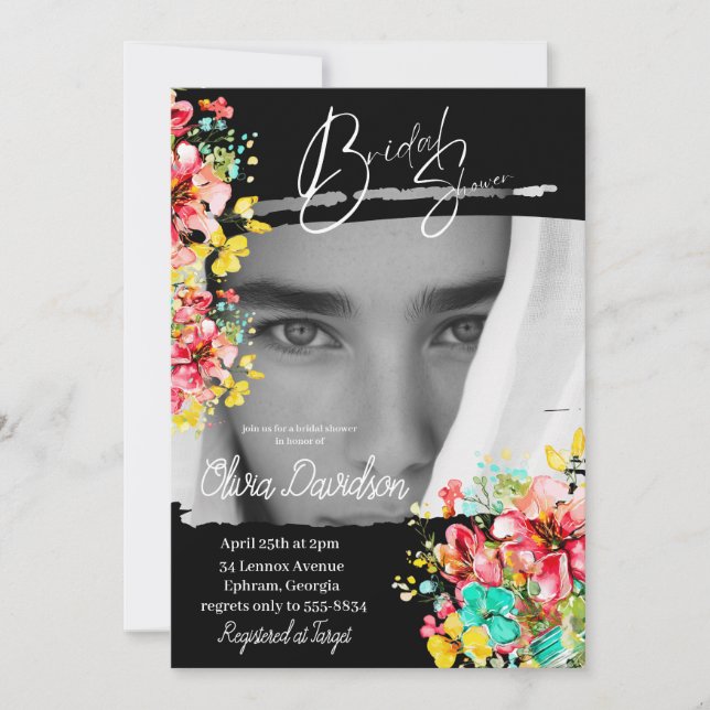 Convite Chá de panela de Jardim de Portas Petal (Frente)