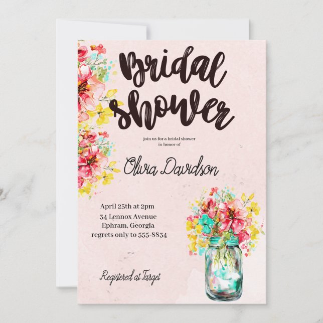 Convite Chá de panela de Jardim de Portas Petal (Frente)