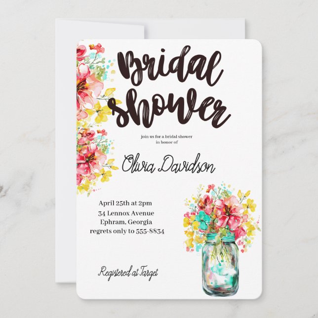 Convite Chá de panela de Jardim de Portas Petal (Frente)