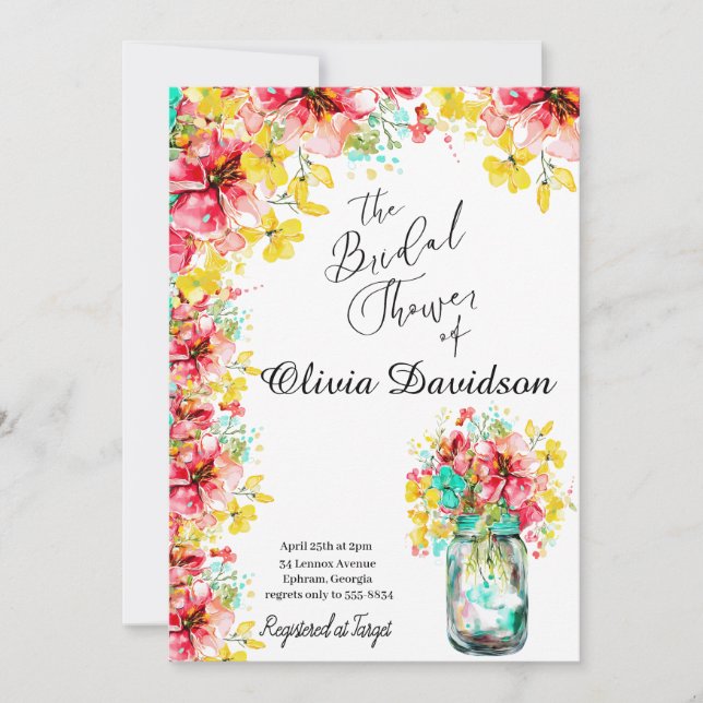 Convite Chá de panela de Jardim de Portas Petal (Frente)