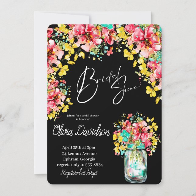 Convite Chá de panela de Jardim de Portas Petal (Frente)